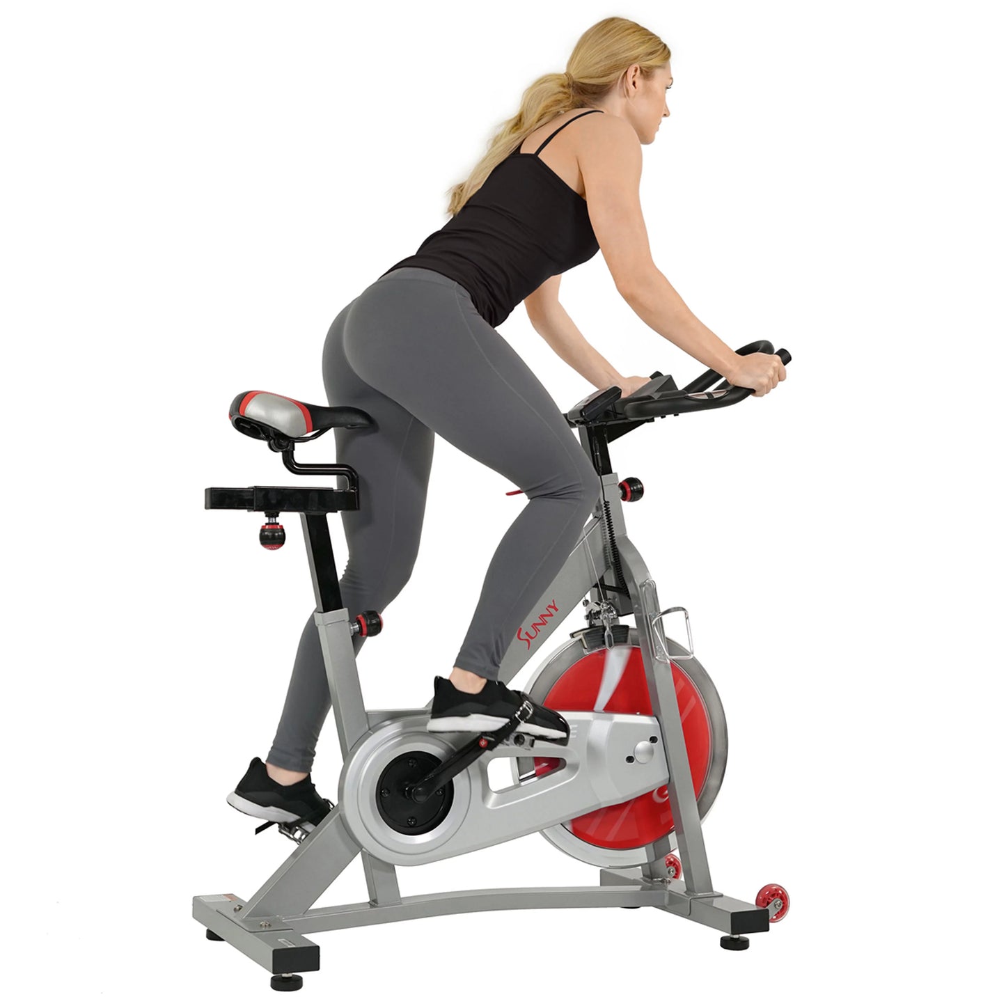 Sunny Health &#038; Fitness Stationary Belt Drive Pro II Indoor Cycling Exercise Bike w/ 40 lb Flywheel, Home Cardio Workout, SF-B1995