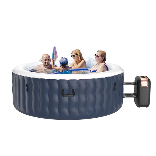 4 Person Inflatable Hot Tub Spa Portable Round Hot Tub with 108 Bubble Jets Blue