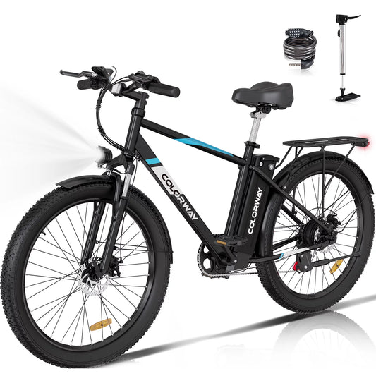 COLORWAY 500W 26&#8243;X3.0 Electric Bike for Adults, 36V/15Ah E bike, Shimano 7-Speed, Electric Cruiser Bike for Female Male