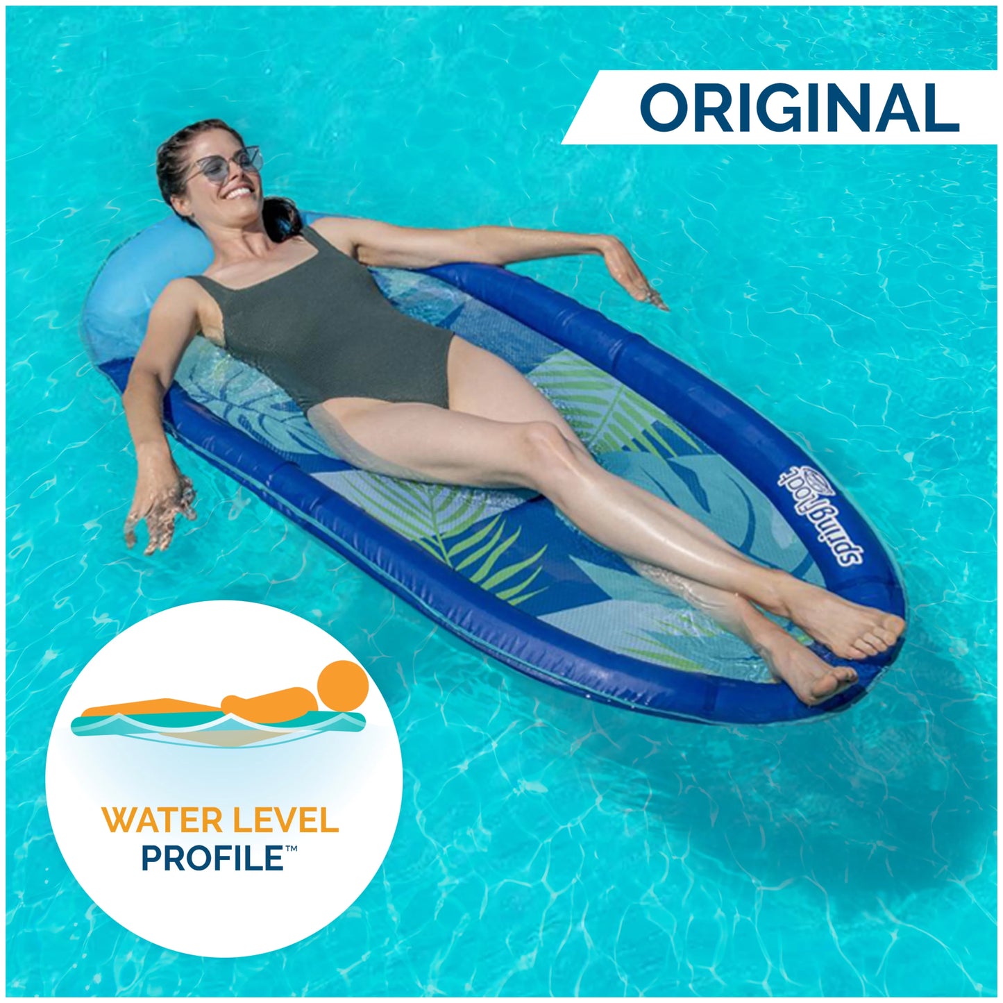 SwimWays Spring Float Inflatable Pool Lounger with Hyper-Flate Valve