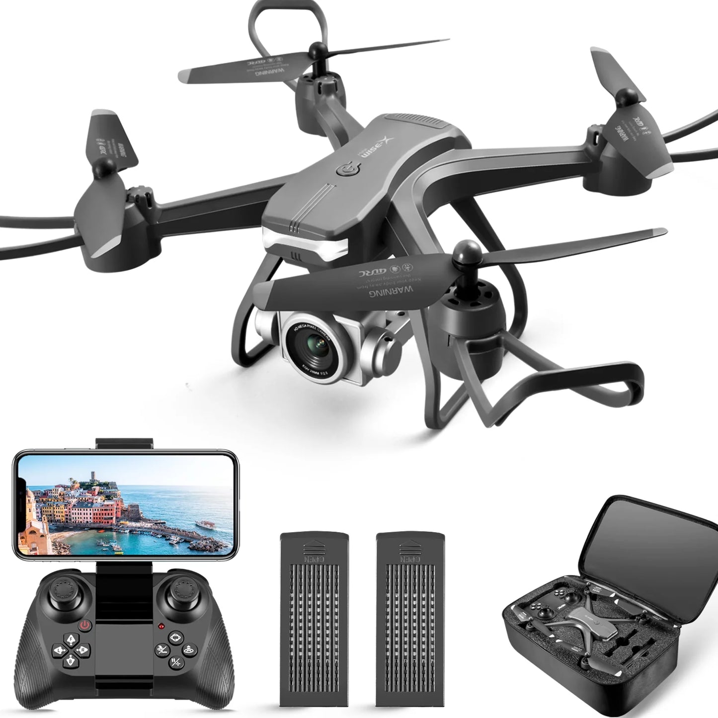 4DRC V14 Drone with 1080P HD Camera Live Video 120??Wide-Angle Wifi Altitude Hold, 3D Flip 2 Batteries Black