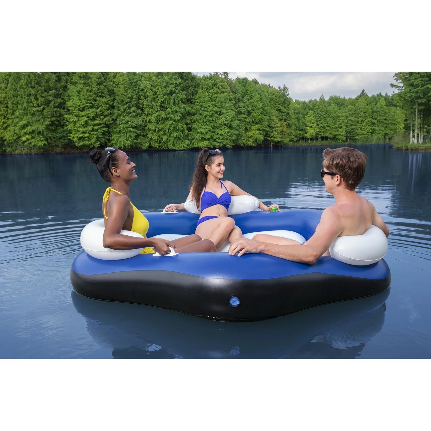 Bestway Hydro Force X3 Island 3 Person Inflatable Inner Tube, Blue &#038; White