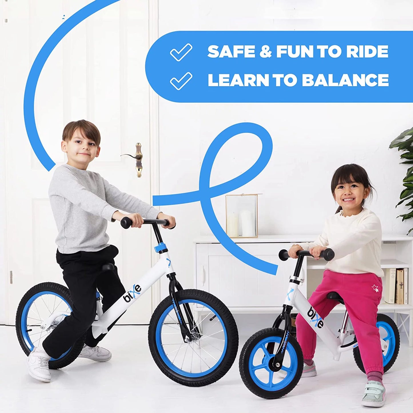 Bixe Aluminum Toddler Balance Bike Lightweight 12?? No-Pedal Training Bike for Kids, Blue