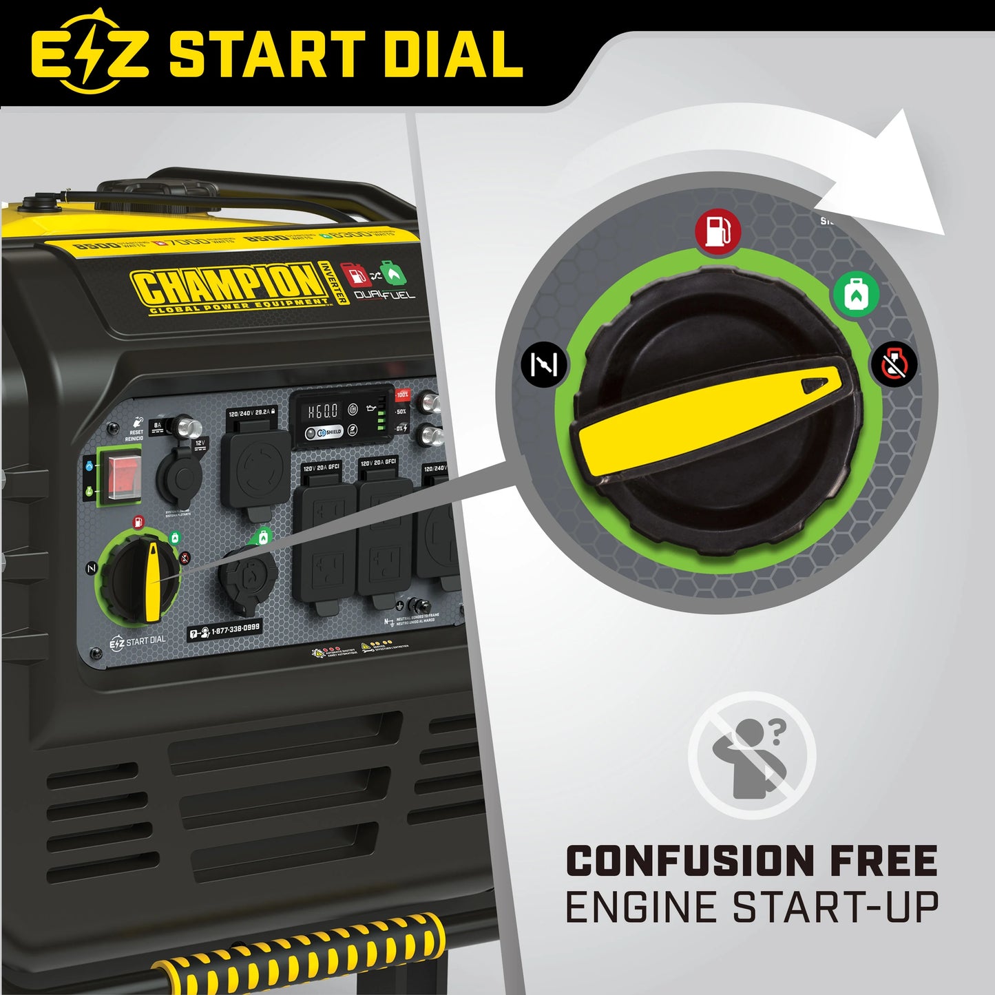 Champion Power Equipment 8500-Watt Electric Start Dual Fuel Inverter Generator with Quiet Technology, CO Shield