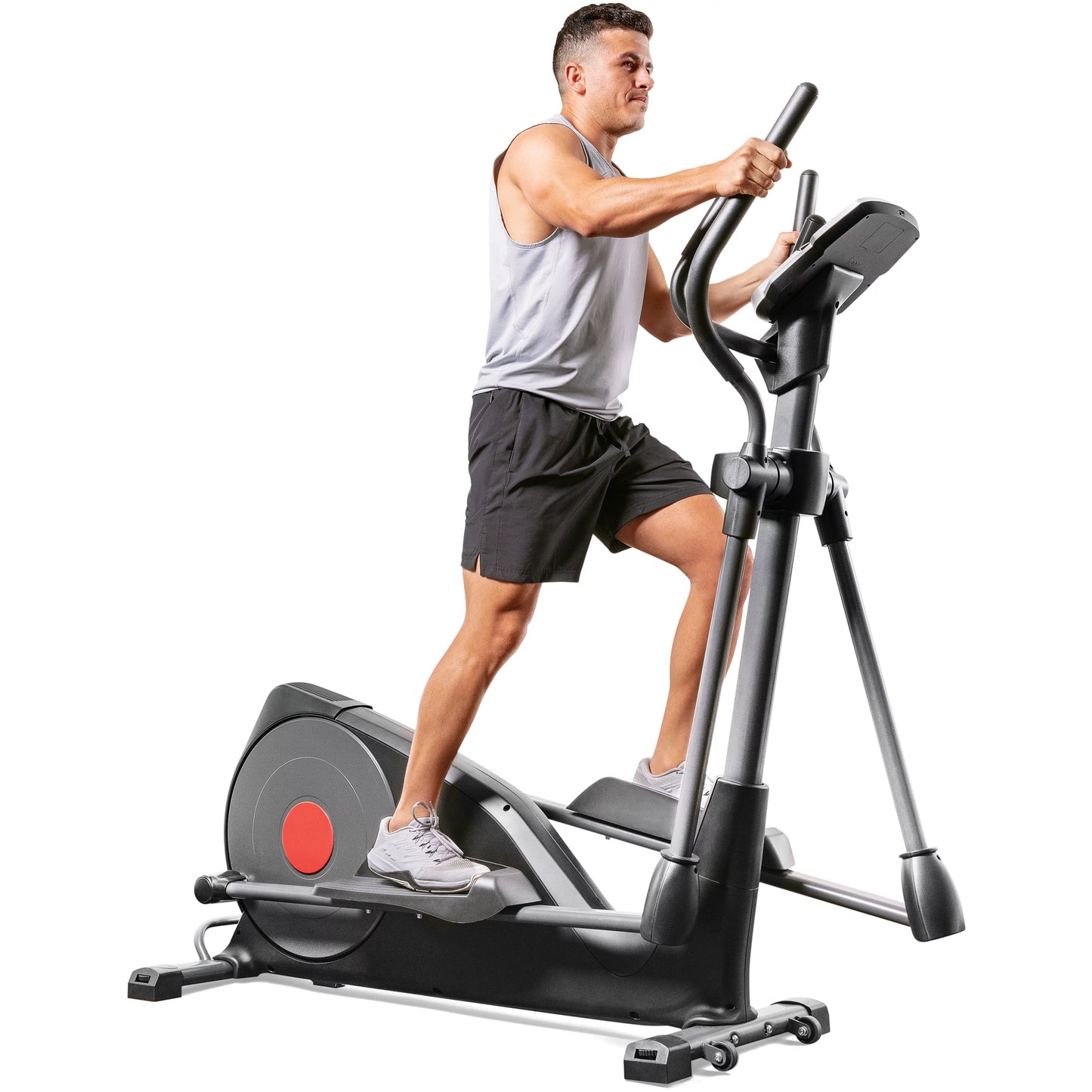 Sunny Health &#038; Fitness Pre-Programmed Elliptical Trainer w/ Device Holder, Heart Rate Monitor, High Weight Capacity, SF-E320001