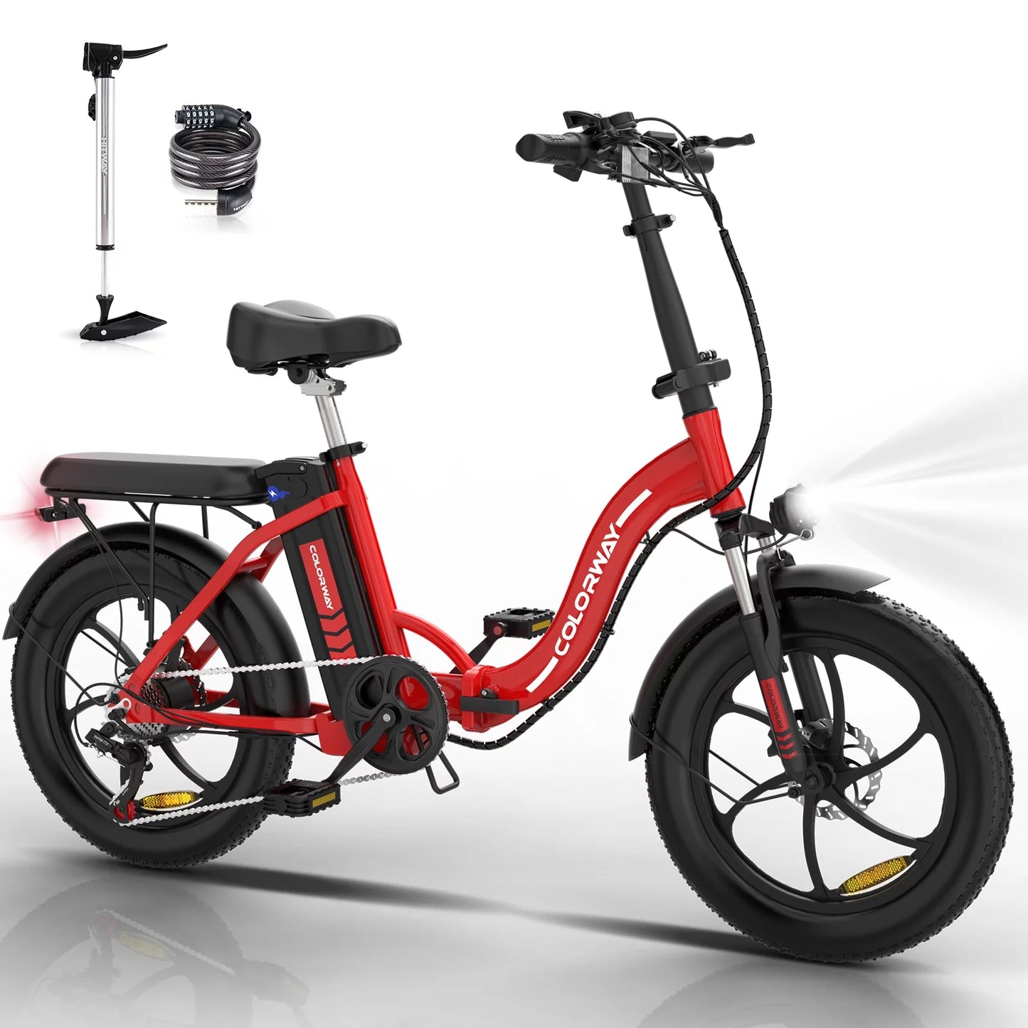 COLORWAY 500W Electric bicycles, 20&#215;3.0in Fat Tire Eleictric Bike, 11.2Ah/36V E-Bike, 7-SHIMANO 19.9MPH Bicycle for Teenager and Adults-BK6M