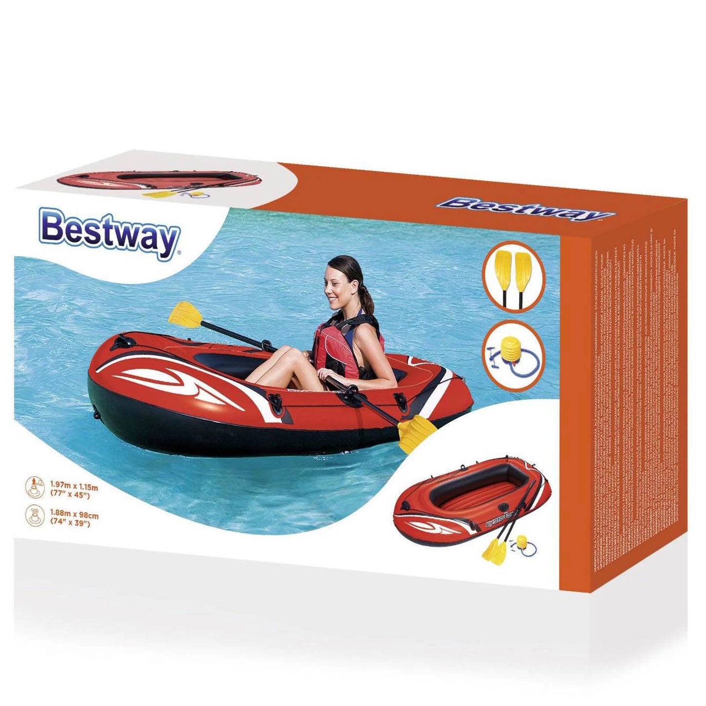 Bestway 77&#215;45 Inches HydroForce Inflatable Raft Set with Oars and Pump (6 Pack)