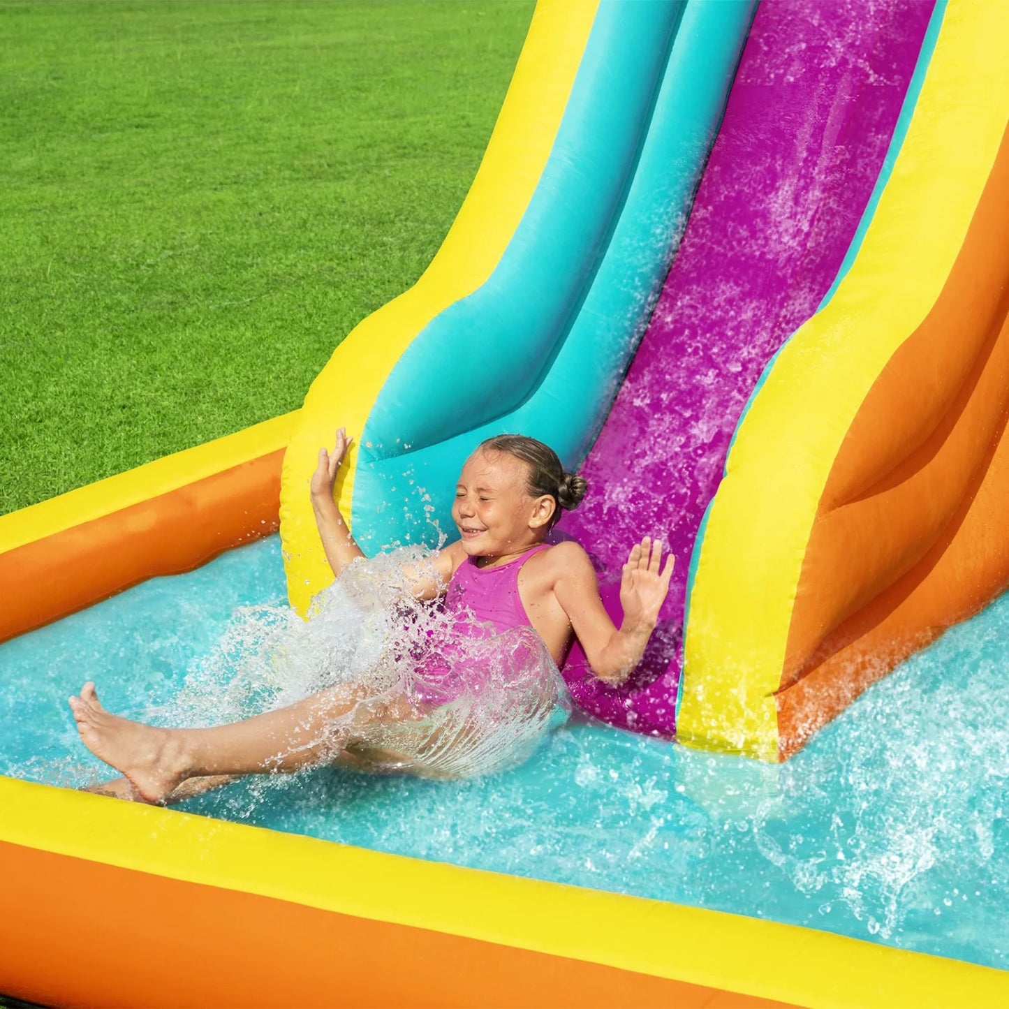 Bestway H2OGO! Tidal Tower Slide Kids Backyard Inflatable Water Park w/ Slide and Air Blower