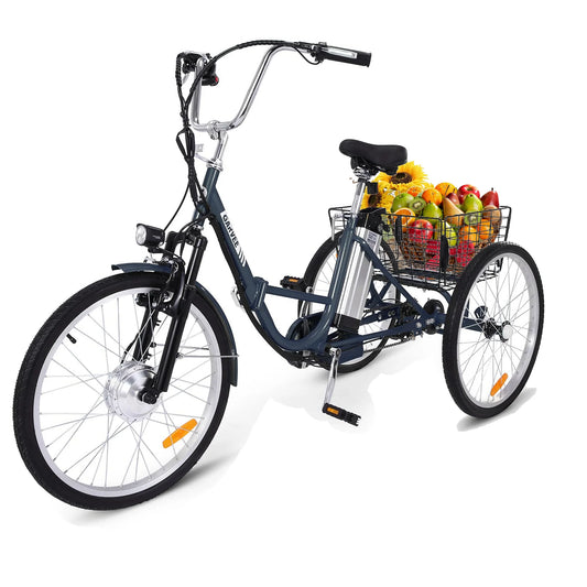 WhizMax 24&#8243; Electric Trike for Adult, 250W 36V 7 Speeds Folding Electric Tricycle 3-Wheel E-Bike with Large Basket, up to 15.5 MPH