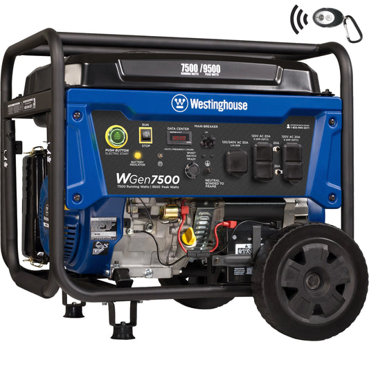 Westinghouse 9500 Peak Watt Home Backup, Remote Electric Start, Gas Powered Portable Generator