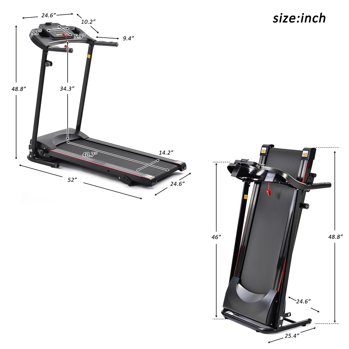 UWR-Nite Treadmill Folding Treadmill for Home Electric Treadmill Workout Running Machine 3-Level Manual Incline Treadmill with LCD Monitor for Home &#038; Office &#038; Gym