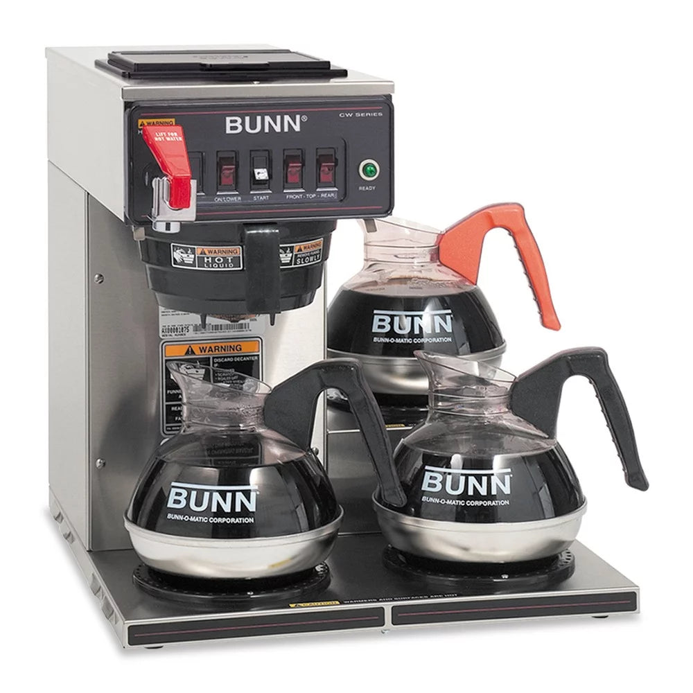 BUNN 12950.0212 CWTF-3 3 Burner 12-Cup Automatic Coffee Brewer &#8211; Black/Stainless Steel