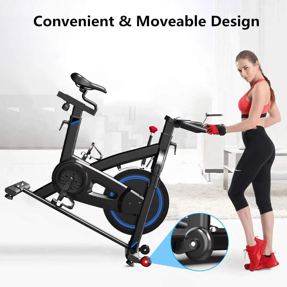 Yoleo Indoor Cycling Magnetic Resistance Exercise Bike, Ultra-Silent, Heavy Duty Home Gym Stationary, Capacity 330LBS, LCD Monitor, Pulse Sensor, Water Bottle Holder-2021 Upgraded New Version