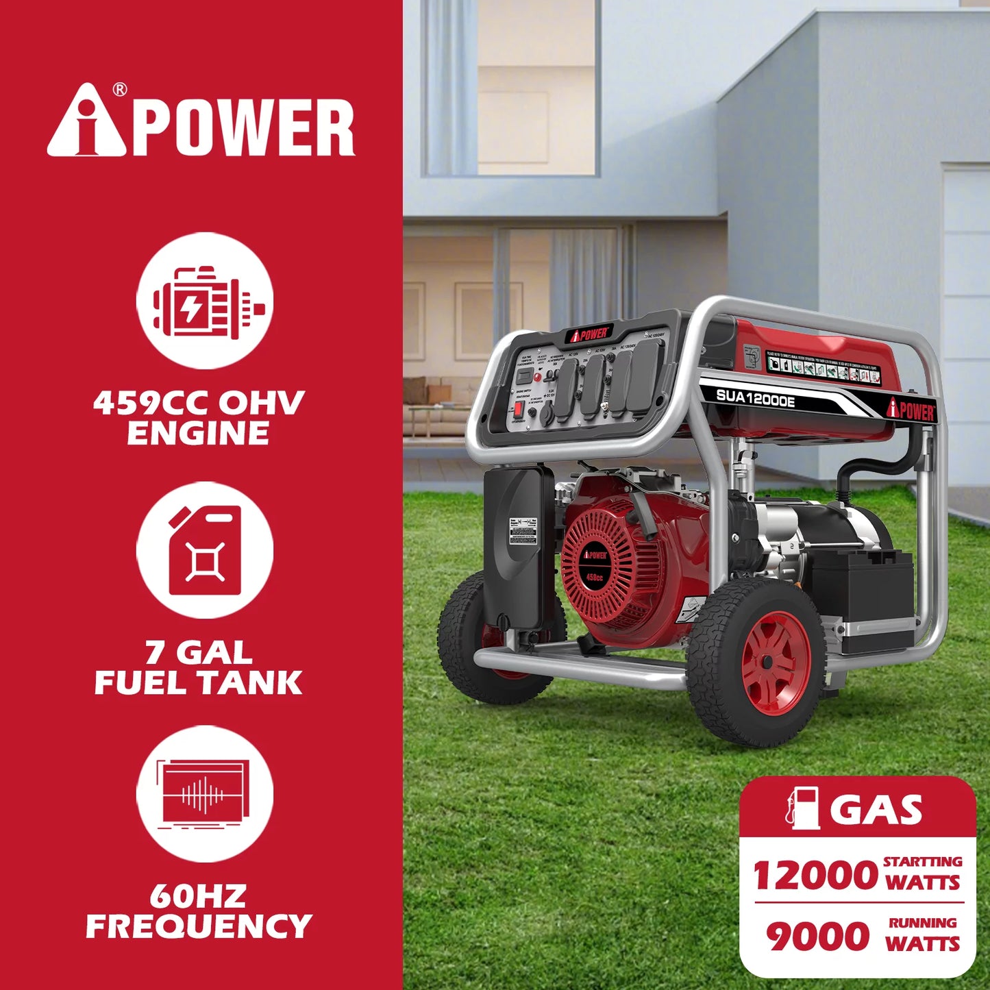 A iPower 12000 Watt Portable Gas Powered Generator w/ Electric Start &#038; Wheel Kit