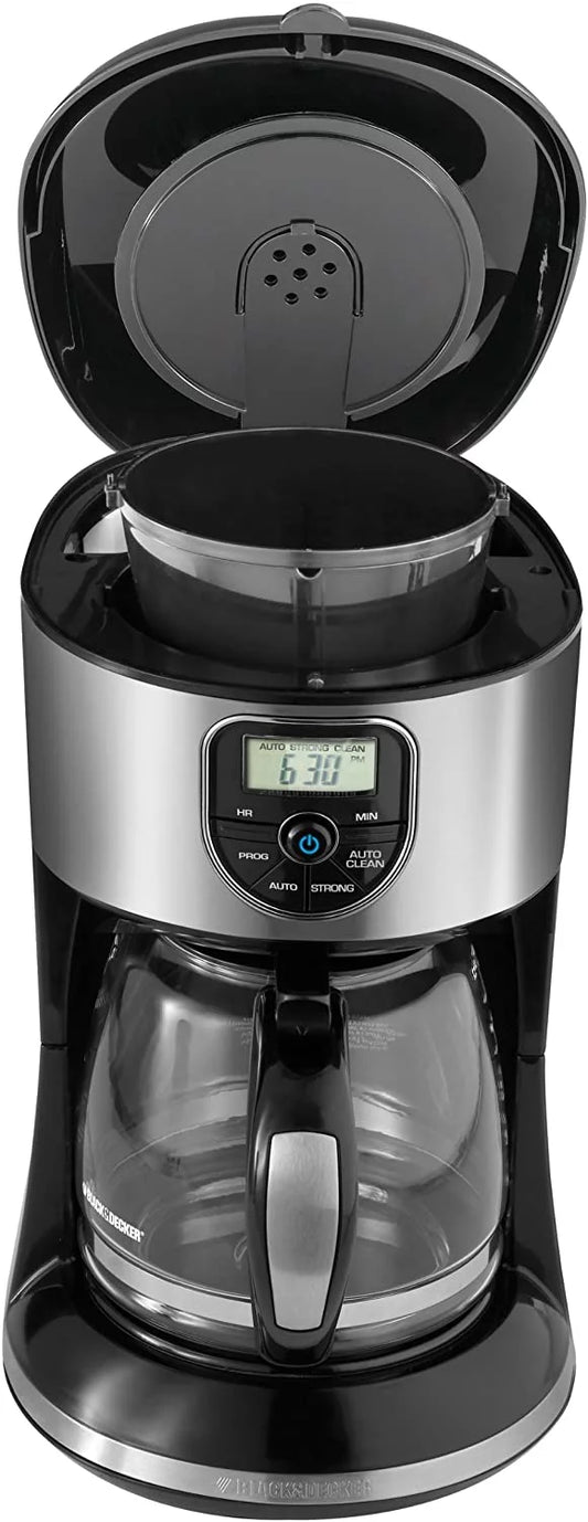 Black+Decker Coffeemaker 12-Cup Programmable Coffee Maker, Silver, CM4000S, Black/Stainless Steel