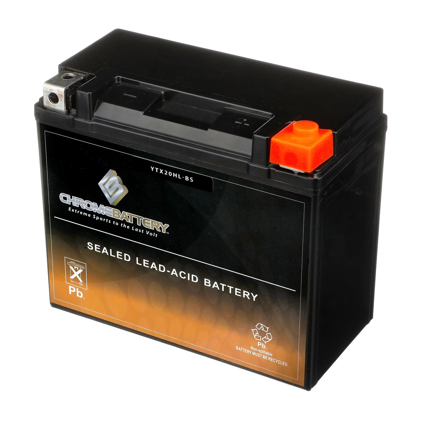 Chrome Battery Ytx20hl-bs (20hl-bs 12 Volts,18 Ah, 310 Cca) Snowmobile Battery for Brp Ski-doo Skandic 300cc 2010