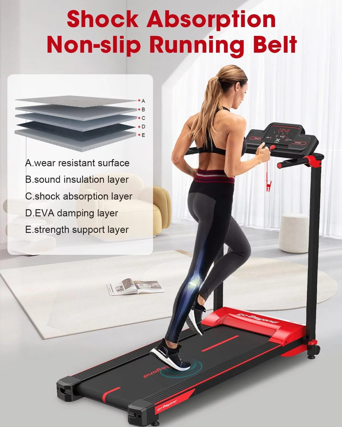 CozyHom Mini Folding Treadmill With Led Display For Health, Space Saving Mini Treadmill Compact For Home/Office, Autofold Treadmill With 12 Preset Programs, Blue