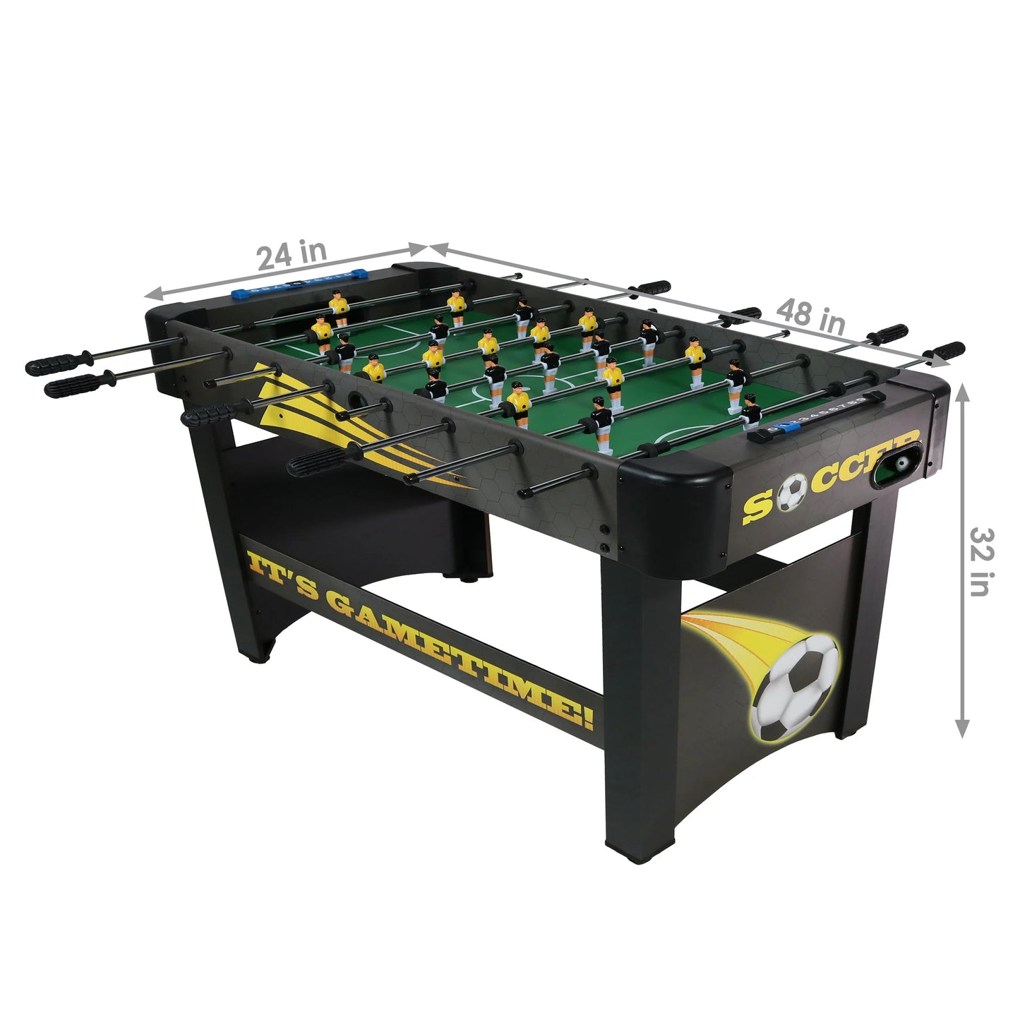 Sunnydaze Indoor Classic Style Foosball Soccer Game Table with Manual Scorers &#8211; 48&#8243; &#8211; Black and Yellow