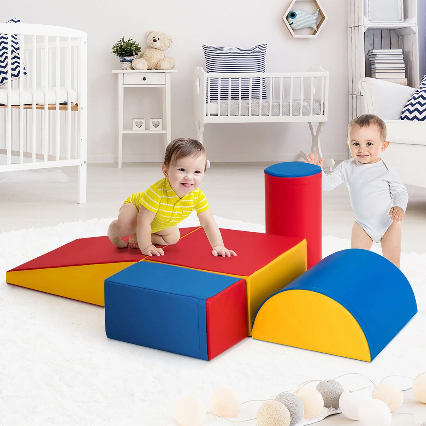 5 Piece Climb and Crawl Foam Activity Play Set,Safe Active Climbing,Lightweight Interactive Set