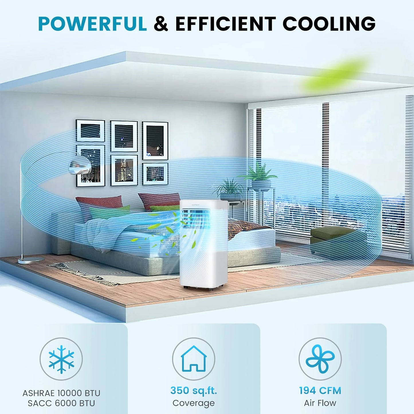 Costway 10000 BTU Portable Air Conditioner 4-in-1 AC with Cool Fan Humidifier Sleep Mode