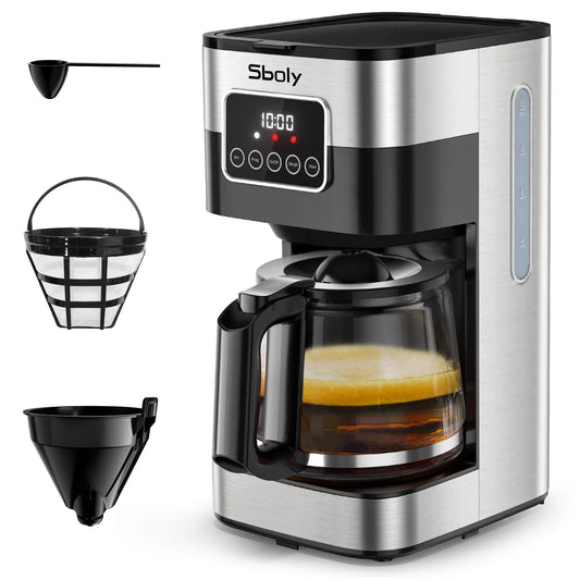 Drip Coffee Maker With Timer Strength Control and Coffee Pot Programmable Coffee Maker Black