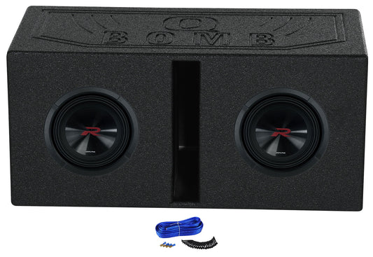 (2) Alpine R2-W8D2 8?? 350W RMS Car Audio Subwoofers+Vented Sub Box Enclosure