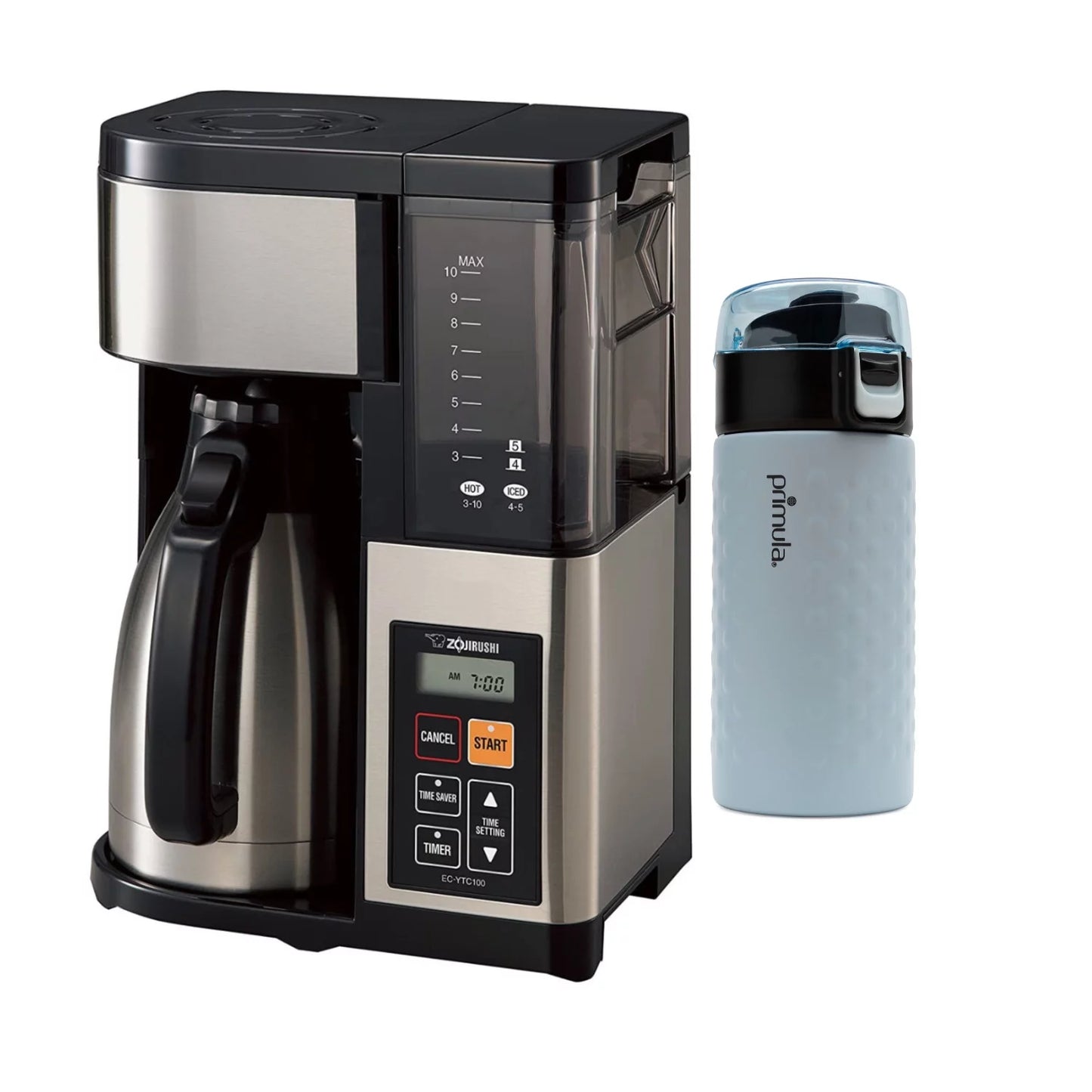 Zojirushi EC-YTC100XB 10-Cup Coffee Maker (Stainless Steel, Black) with 12-Ounce Tumbler