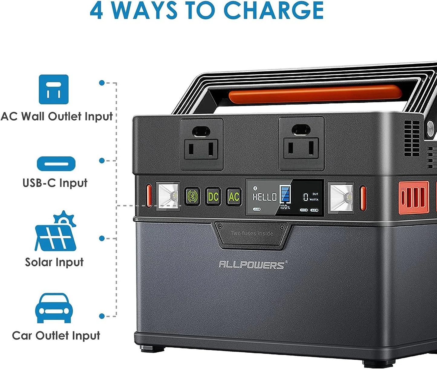 ALLPOWERS S300 288Wh Portable Power Station, Wireless Charging,  with 300 Watt AC Outlets, Solar Generator for Outdoor Camping RV Travel Emergency off-Grid CAPA