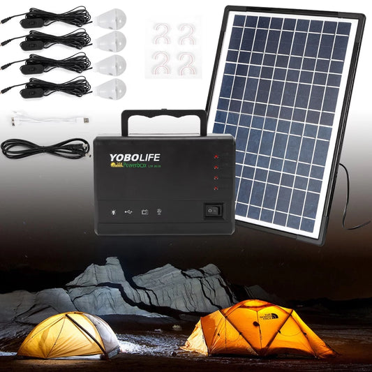 YIYIBYUS Portable Solar Generator with Solar Panel LED Bulb, Outdoors Lighting Camping Electric Battery Pack Power Station Travel