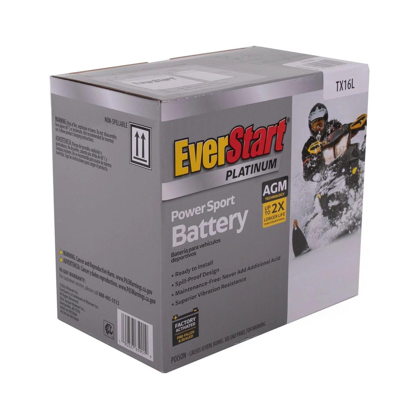 TX16L EverStart AGM Factory Activated Powersport 12 Volt Battery 230 CCA 14 RC