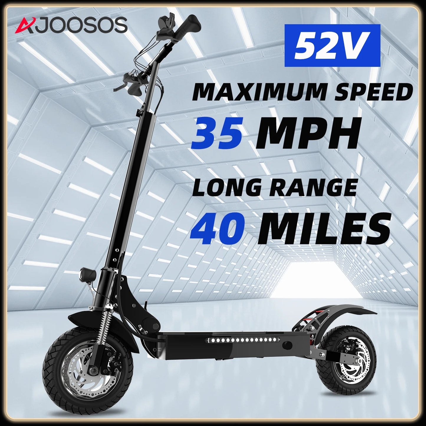 AJOOSOS X750 Pro Electric Scooter for Adults, 1300W Motor Power, 35 mph Top Speed, 10 Inch Pneumatic Tire, Commuter Electric Scooter (52V)