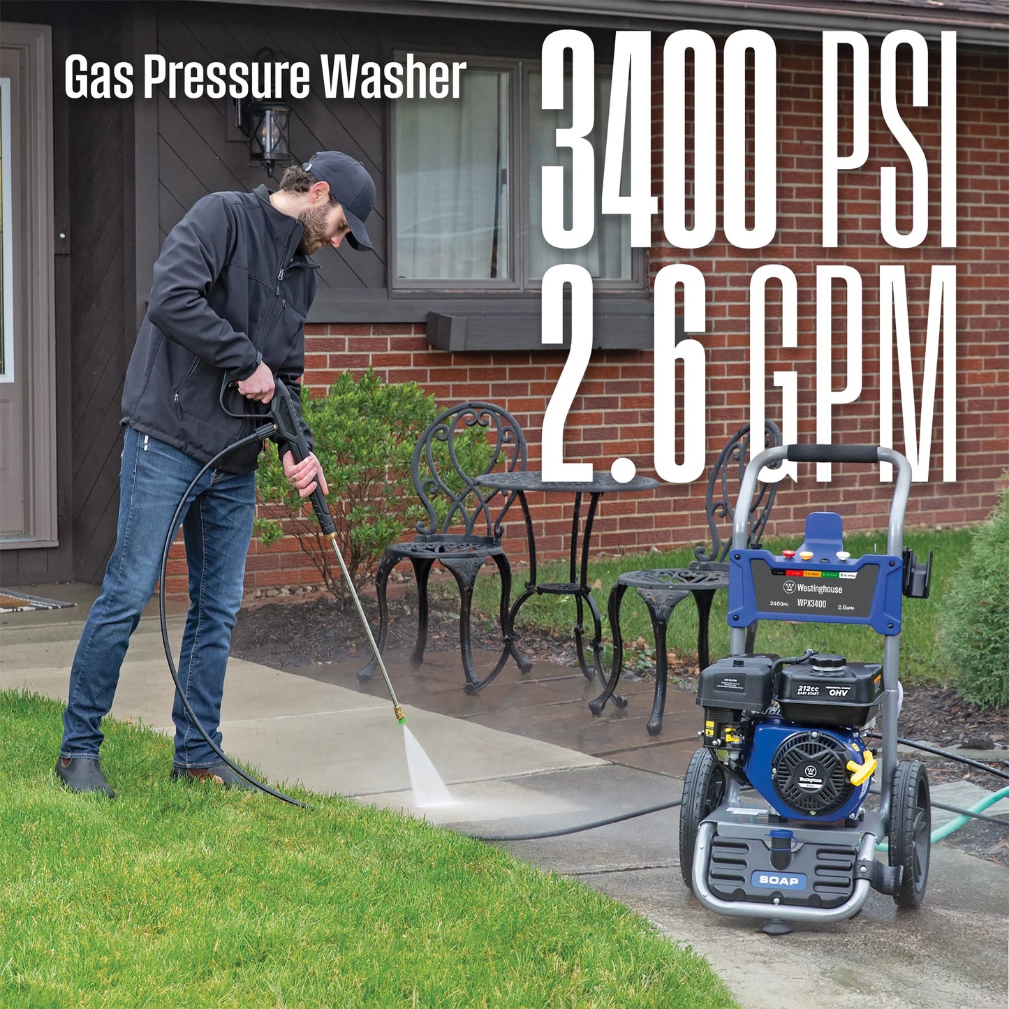 Westinghouse 2700-PSI, 2.3- GPM Gas Pressure Washer with 4 Nozzles &#038; Soap Tank