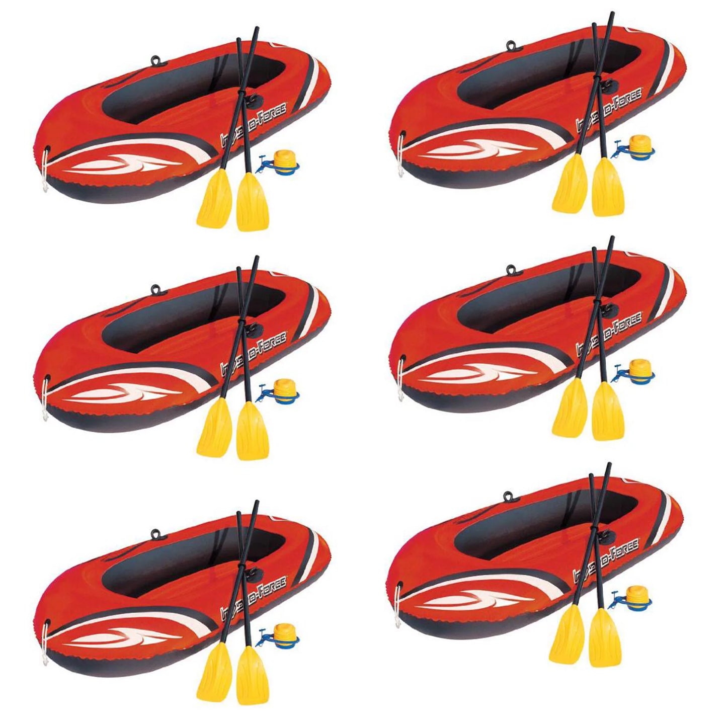 Bestway 77&#215;45 Inches HydroForce Inflatable Raft Set with Oars and Pump (6 Pack)