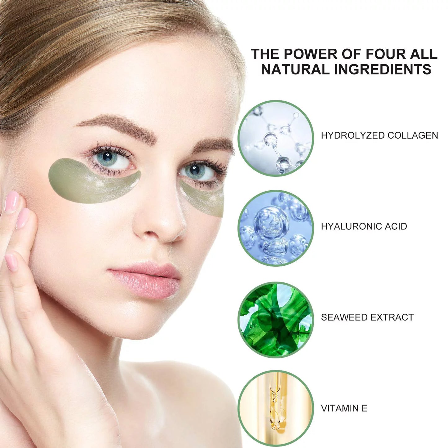 Vanelc Under Eye Patches, 30 Pairs Green Seaweed Under Eye Mask Anti-Aging Hyaluronic Acid Collagen Under Eye Pads Reducing Dark Circles &#038; Wrinkles Treatment Gel Bags