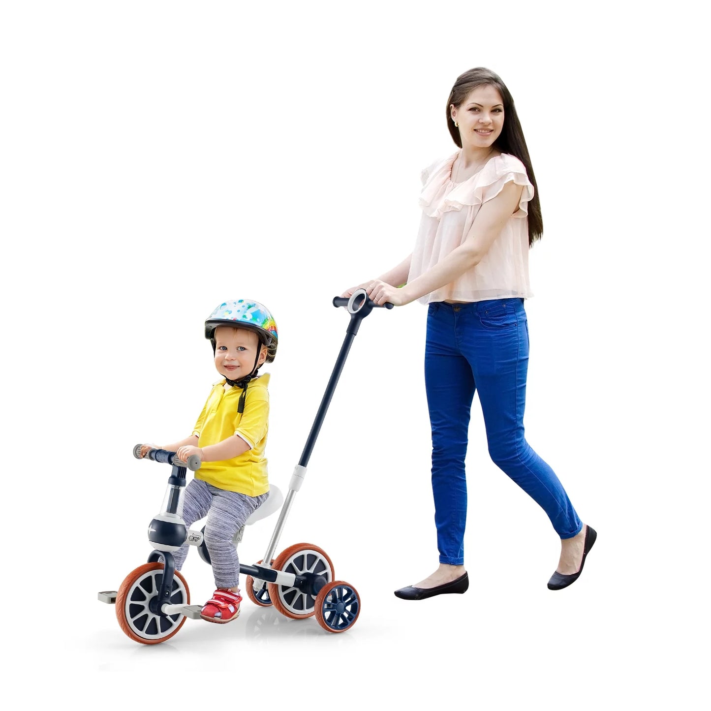 Coelon 4 in 1 Kids Tricycle for 2-4 Years Old, Toddler Bike with Adjustable Parent Push Handle Navy