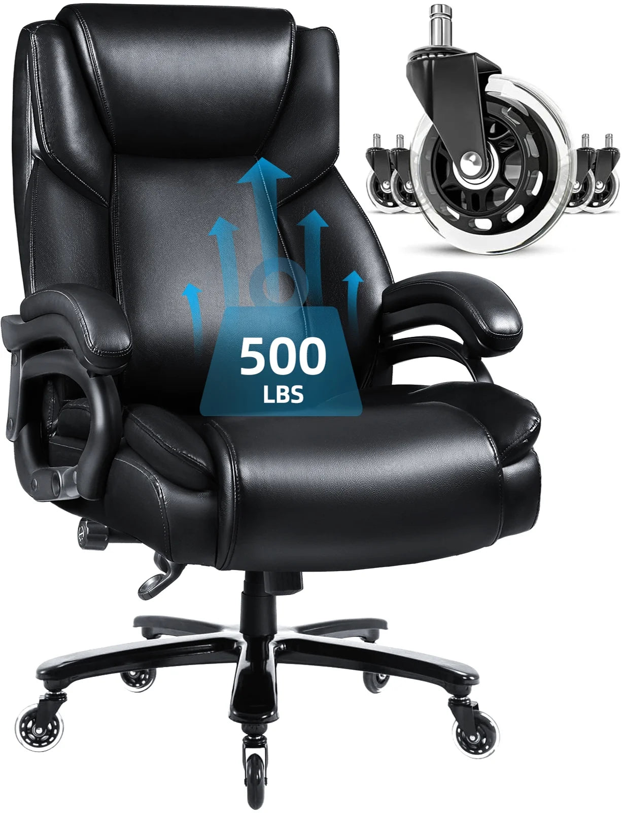 Waleaf Heavy Duty Big and Tall Office Chair 500lbs with Adjustable Lumbar Support,High Back Office Chair for Heavy People