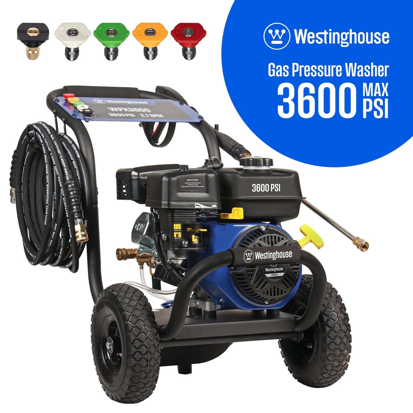 Westinghouse 2700-PSI, 2.3- GPM Gas Pressure Washer with 4 Nozzles &#038; Soap Tank