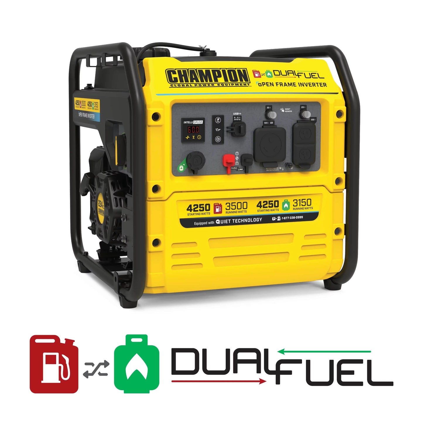 Champion Power Equipment 4250-Watt Dual Fuel RV Ready Open Frame Inverter Generator