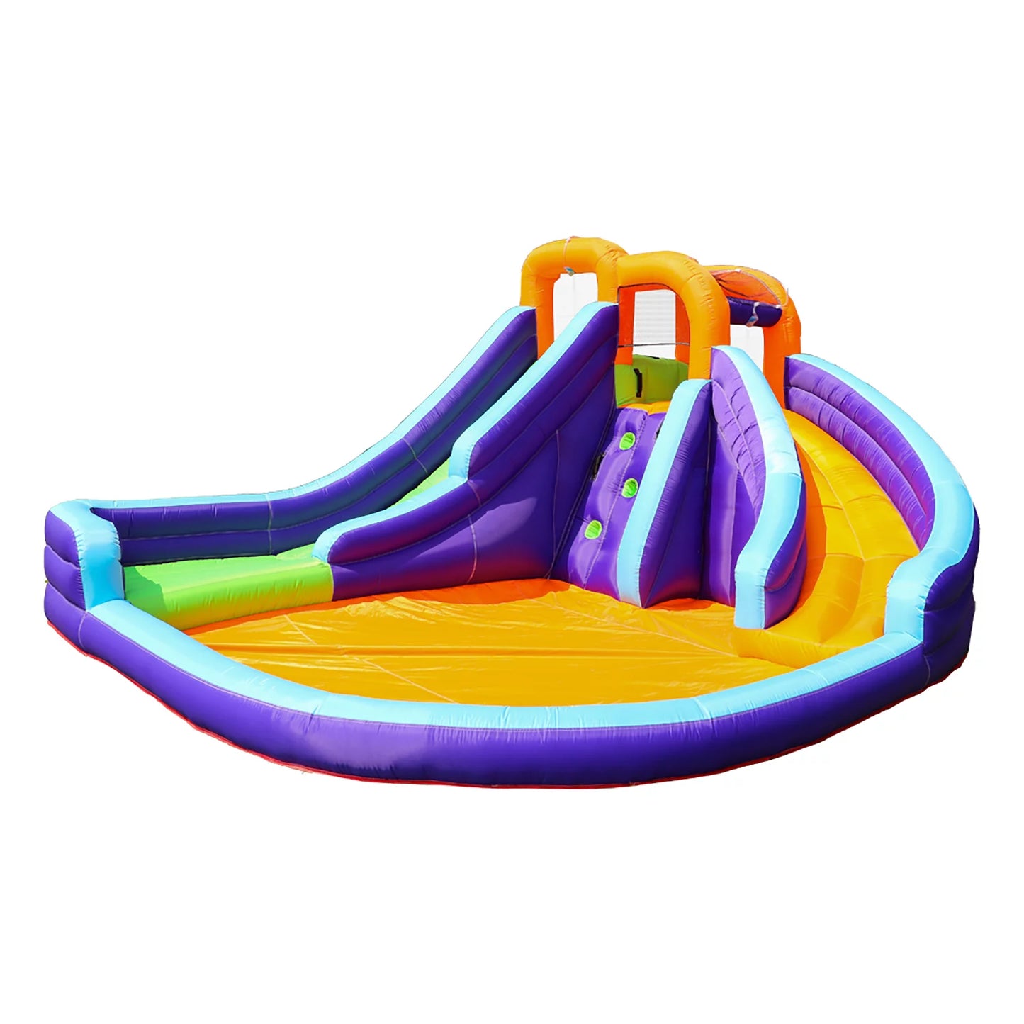 CocoNut Castles Double Slide Inflatable Water Park with Climbing Wall &#038; Water Cannon