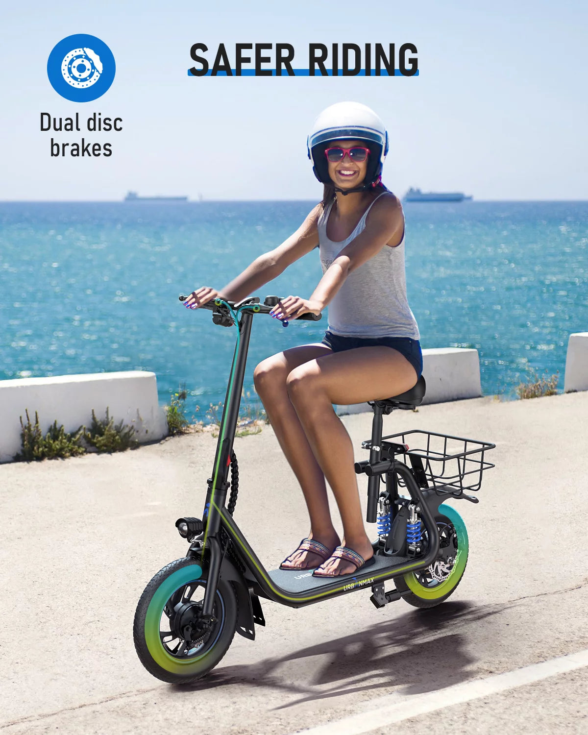 URBANMAX C1 Pro Electric Scooter Adults with Dual Shock Absorbers Up to 25 Miles 18.6MPH 450W Powerful Motor Folding Scooter Electric for Adults with Seat &#038; Carry Basket