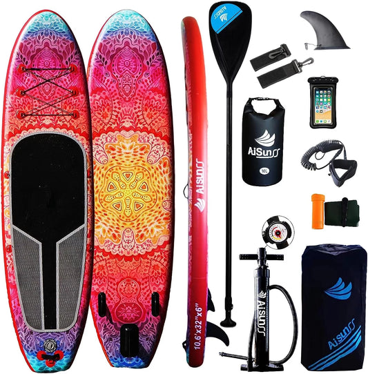 AISUNSS Paddle Board 10ft  Inflatable Stand up Paddle Board, with Premium SUP &#038; Backpack Accessories