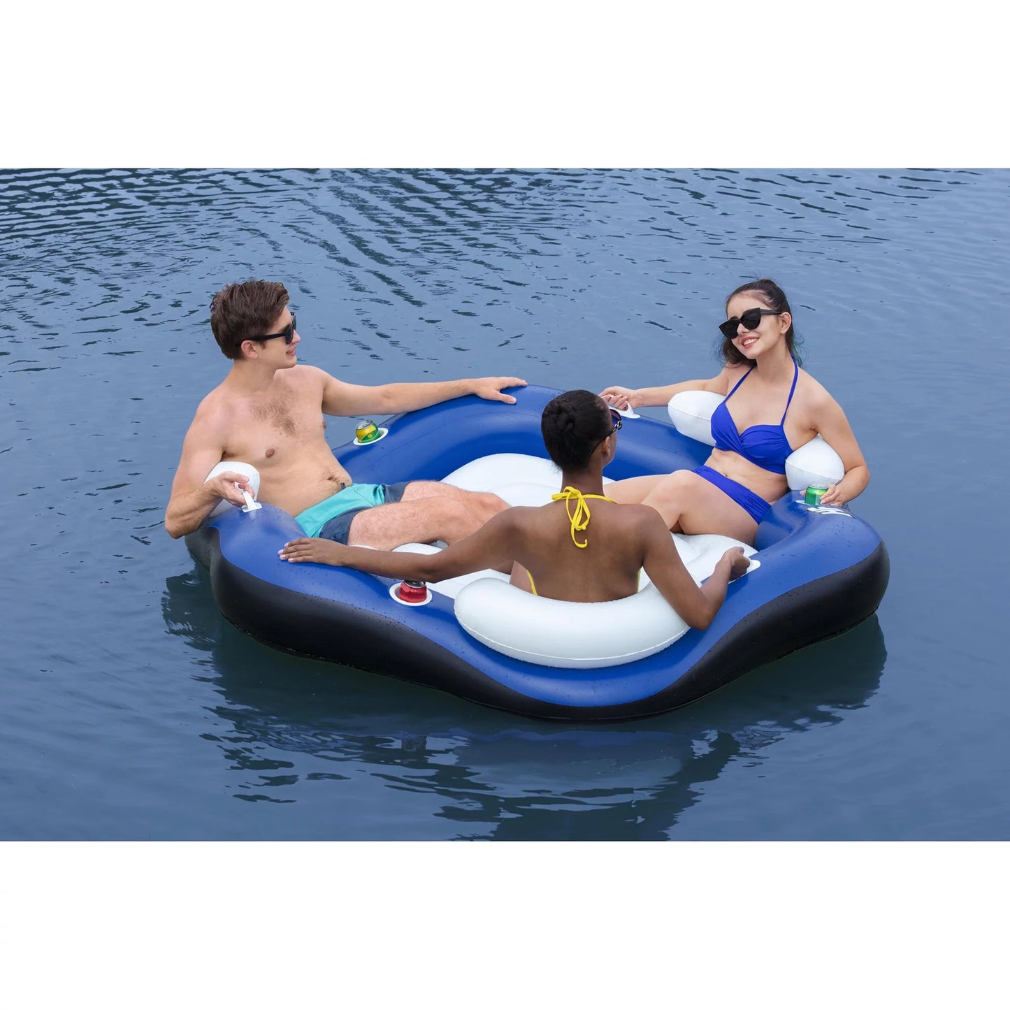 Bestway Hydro Force X3 Island 3 Person Inflatable Inner Tube, Blue &#038; White