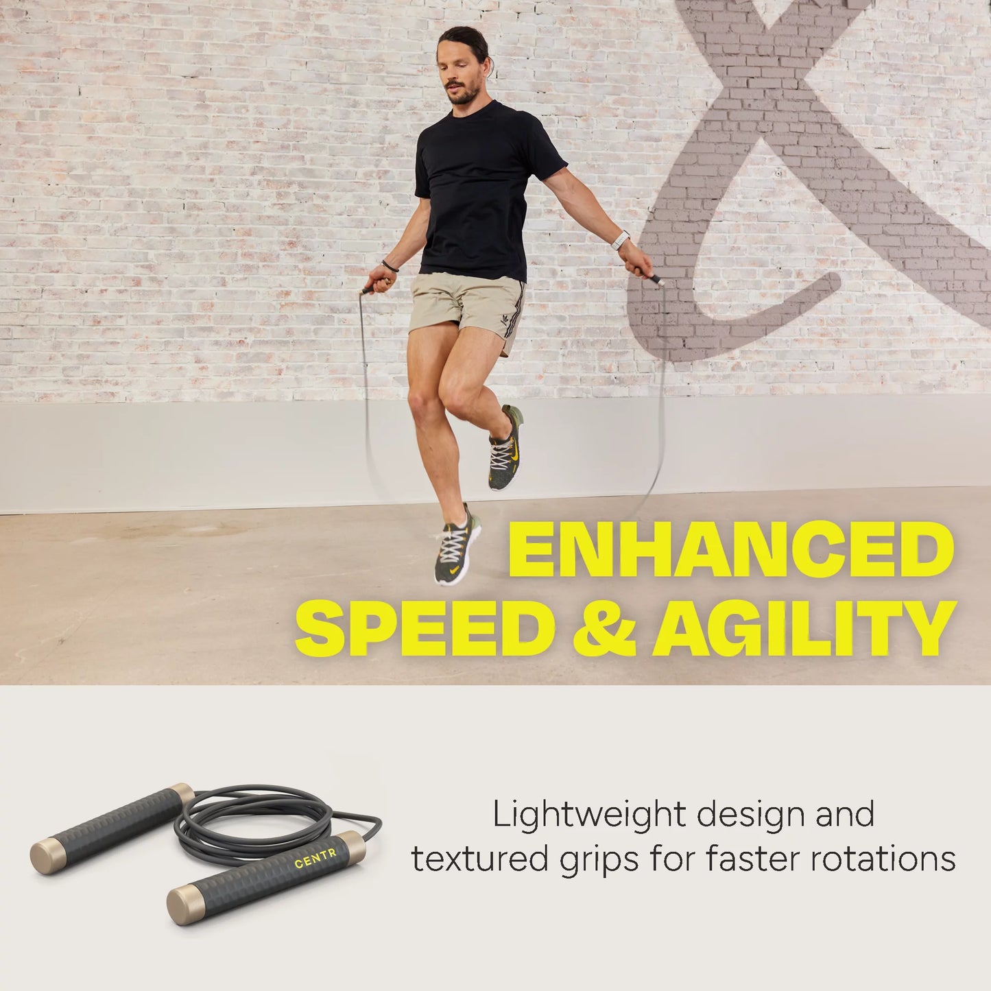 Centr By Chris Hemsworth Jump Rope for Cardio Training, Adjustable Length + 3-Month Centr Membership