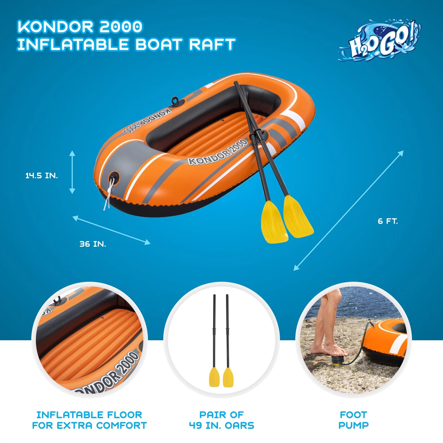 Bestway 77&#215;45 Inches HydroForce Inflatable Raft Set with Oars and Pump (3 Pack)