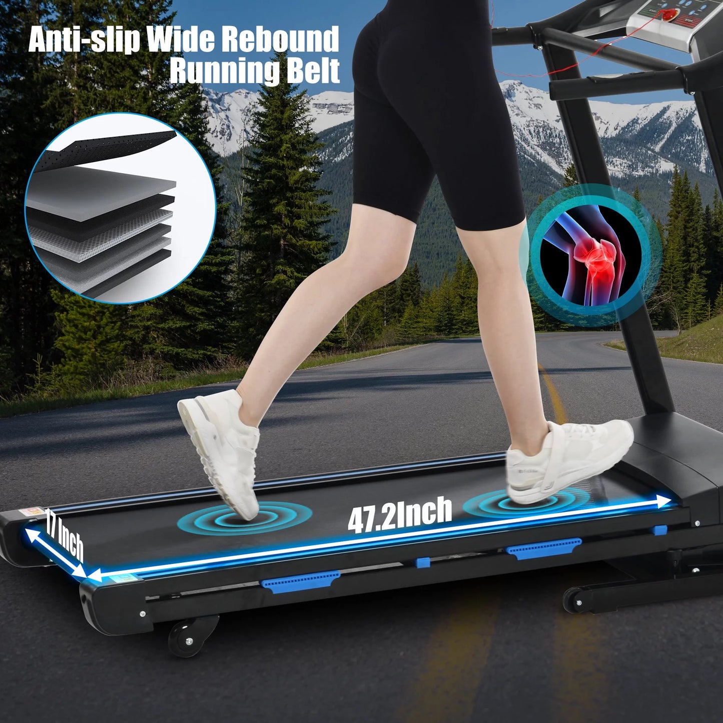 YY 3.25HP Folding Electric Treadmill 9mph 15-Level Auto Incline Running Machine Fitness with 300 Lb. Capacity, Smart Anti-Shock System, 12 Programs, Built-in MP3 Speaker For Home Office Gym,Black 0421