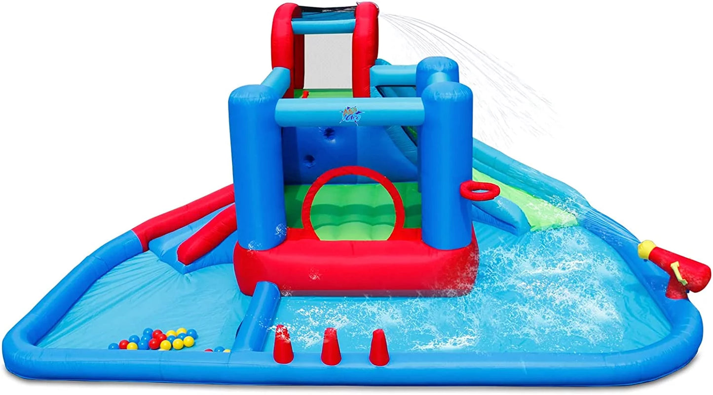 Action Air Water Slide, Inflatable Waterslides and Bouncy Castle All-in-one, Large Pool with 30 Pit Balls &#038; 2 Dart Balls