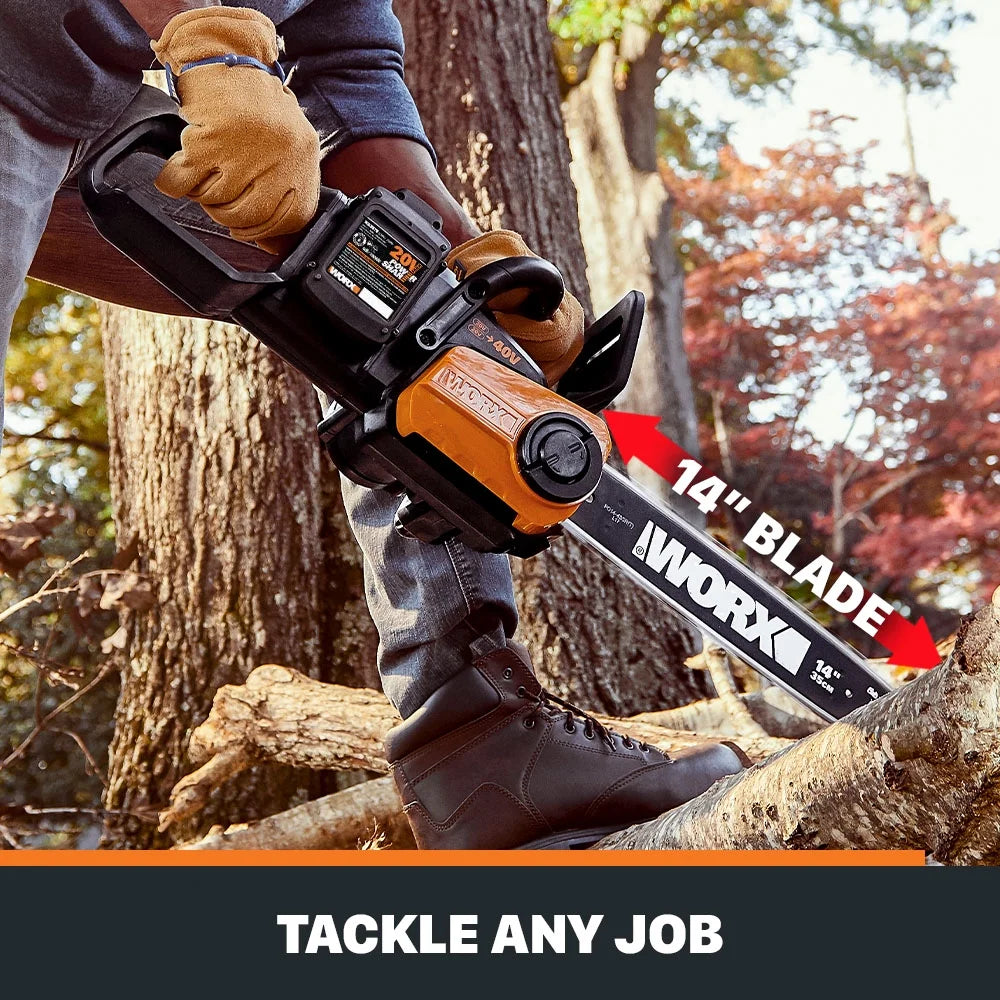 Worx WG384 40V Power Share 14&#8243; Cordless Chainsaw with Auto-Tension