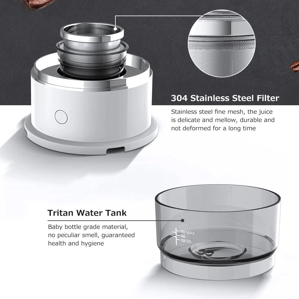 Coffee Maker Portable Espresso Machine Tritan Water Tank Mini Electric Drip Outdoor Coffee Pot