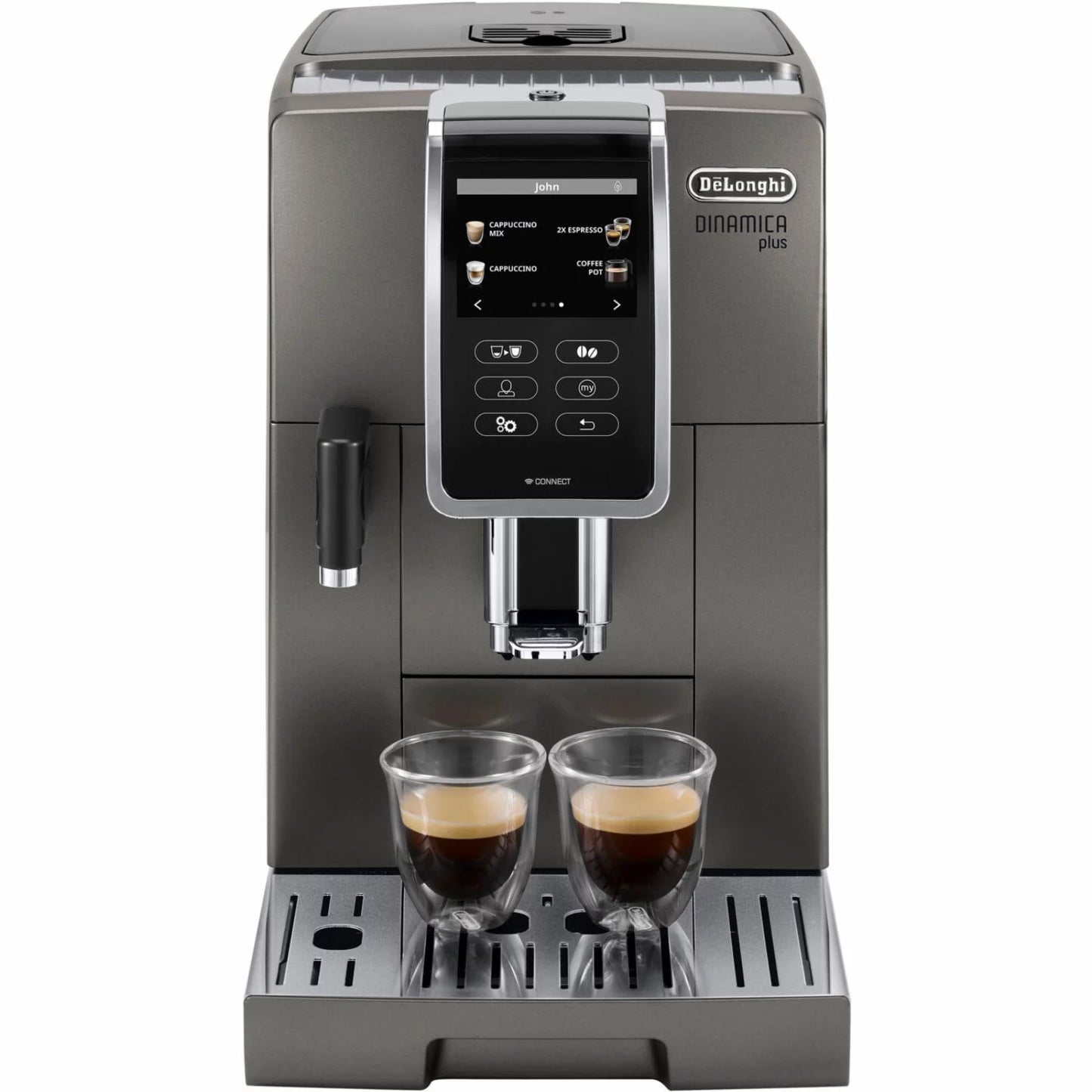 De&#8217;Longhi Dinamica Plus, Smart Coffee and Espresso Machine with Coffee Link Connectivity App and Automatic Milk Frother, Titanium