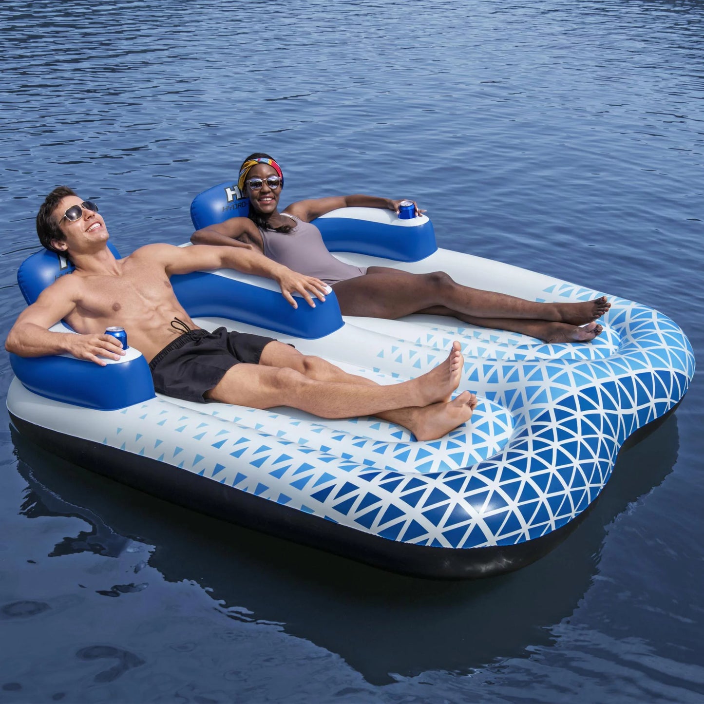 Bestway Hydro-Force Indigo Wave 72&#8243; 2 Person Inflatable Lounge Pool Float